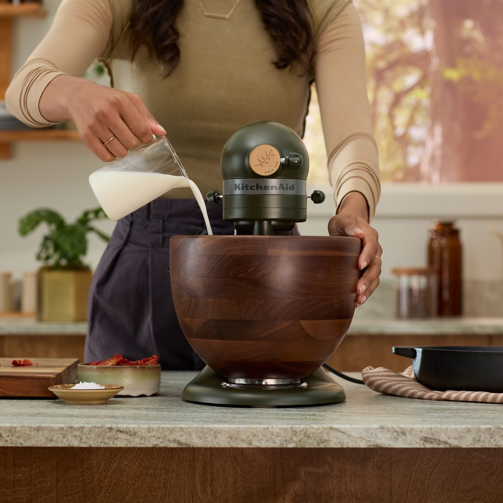 KitchenAid 2024 Design Series Stand Mixer + True Walnut Wood Bowl: Evergreen