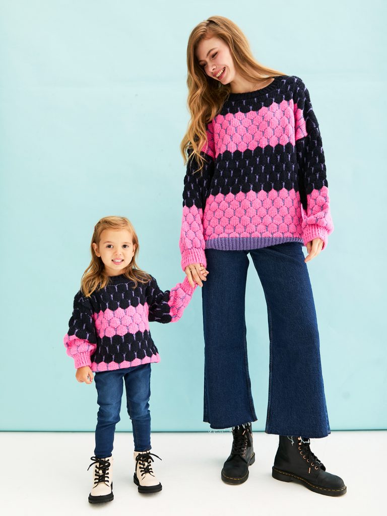 Marissa Mini Me Jumper and Marissa Stripe Bubble Stitch Jumper - Navy