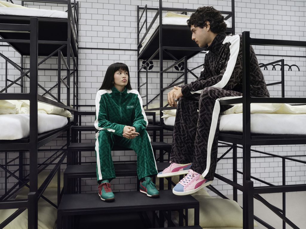 PUMA X Netflix Squid Game Collection

 (Left) T7 Women's Track Jacket and Pants, Easy Rider Sneakers 
(Right) T7 Men's Track Jacket and Pants, Suede Sneakers

Photography by 2024 © Gosia Turczynska, courtesy of PUMA.